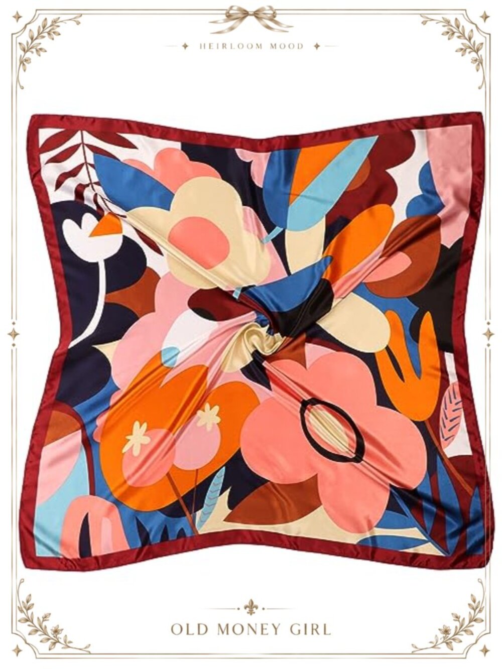 Large Square Satin Headscarf Silk-Like Polyester Hair Scarf Wrap Bandana